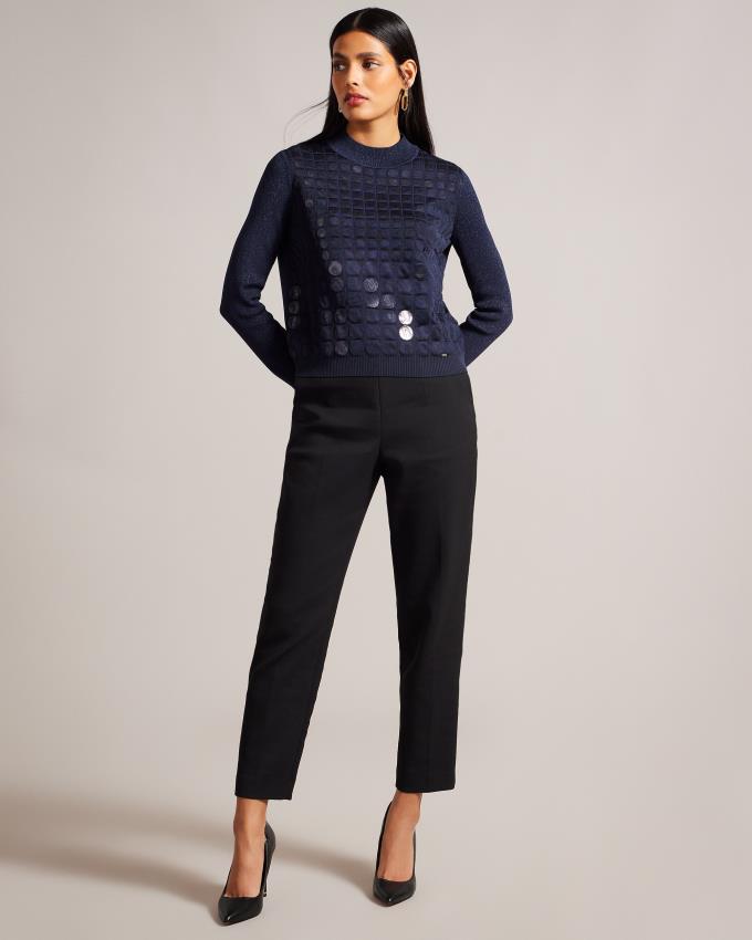 Pull Ted Baker Knitted With Metallic Spot Design Bleu Femme | PVO-79589860